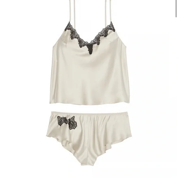 Victoria's Secret Cream and Black Lace Chemise Set - Picture 3 of 9